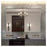 48 in. W x 30 in. H Rectangular Aluminum Framed Wall Mount Bathroom Vanity Mirror in Silver Customer Returns See Pictures