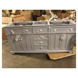Home Decorators Collection Fremont 72 in. Double Sink Freestanding Grey Bath Vanity Granite Top Not Included Damaged  Customer Returns See Pictures