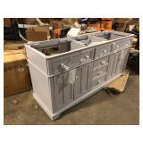Home Decorators Collection Fremont 72 in. Double Sink Freestanding Grey Bath Vanity Granite Top Not Included Damaged  Customer Returns See Pictures