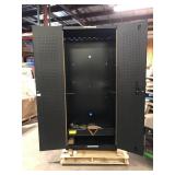 Husky Heavy Duty Welded 20-Gauge Steel Freestanding Garage Cabinet in Black (36 in. W x 81 in. H x 24 in. D) No Keys   Customer Returns See Pictures