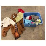 Large Tote of Misc. Costumes, Christmas Dcor. Etc.