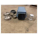 Small Dog/cat Kennel & Dishes