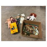 Box of Toys-Dolls, Trucks & Dinosaurs