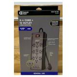 Commercial Electric 6 ft. 12-Outlet Black Surge Protector with USB