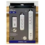 4 ft. Multiple Outlet and Wall Mounted Surge Protector Set (3-Pack)