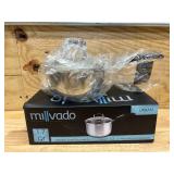 Millvado Sauce Pan, Stainless Steel 1.7 Quart Sauce Pan with Clear Glass Lid and Permanent Measurement Markings, Small Boiling Pot, Induction, Gas Electric Compatible