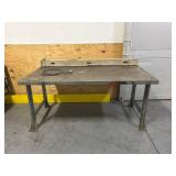 Metal Work Table with Power Strip