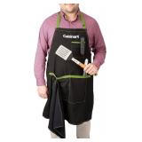 Cuisinart CFA-156 BBQ Apron and Magnetic Towel Set, Adjustable Grill Apron with Large Front Pockets