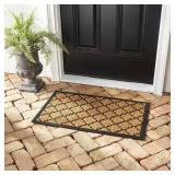 Beige Panama EMB Indoor, Outdoor 18 in. x 30 in. Rubber Backed Door Mat