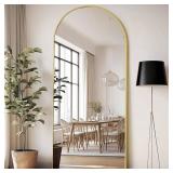 76"X34" Large Floor Mirror Full Length, Gold Arched Full Length Mirror with Stand, Hanging or Leaning Standing Full Body Mirror for Bedroom Living Room Gym, Tempered Glass
