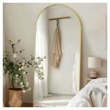 76"X34" Large Floor Mirror Full Length, Gold Arched Full Length Mirror with Stand, Hanging or Leaning Standing Full Body Mirror for Bedroom Living Room Gym, Tempered Glass