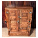 LL -Vintage Northland Gurney Oak Ice Box Antique Refrigerator