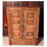 LL -Vintage Northland Gurney Oak Ice Box Antique Refrigerator
