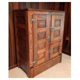 LL -Vintage Northland Gurney Oak Ice Box Antique Refrigerator