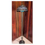 LL - Tiffany-Style Stained Glass Floor Lamp with Floral Shade, 66 Inch