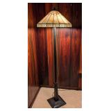 LL  - Tiffany Style Stained Glass Floor Lamp with Geometric Shade