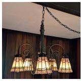 LL - Arts and Crafts Style Stained Glass 5-Light Chandelier