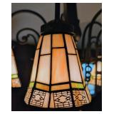 LL - Arts and Crafts Style Stained Glass 5-Light Chandelier