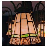 LL - Arts and Crafts Style Stained Glass 5-Light Chandelier