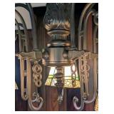 LL - Arts and Crafts Style Stained Glass 5-Light Chandelier
