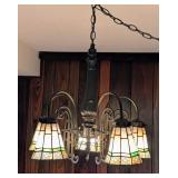 LL - Arts and Crafts Style Stained Glass 5-Light Chandelier