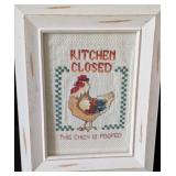 UL - Framed Kitchen Closed Cross Stitch and Rooster Decor Set