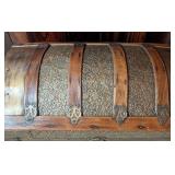 LL - Antique Dome Top Steamer Trunk with Ornate Metal Detail