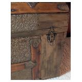 LL - Antique Dome Top Steamer Trunk with Ornate Metal Detail