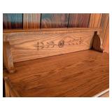 LL - Antique Oak Washstand with Carved Back and Brass Hardware