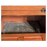 LL - Antique Oak Washstand with Carved Back and Brass Hardware