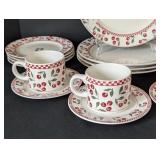 O - Majesticware by Oneida Cherries Jubilee Stoneware Dinnerware Set Service for 4