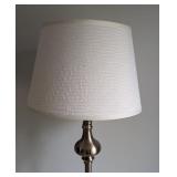 MB - Brushed Nickel Floor Lamp with White Textured Shade