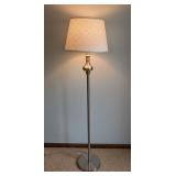 MB - Brushed Nickel Floor Lamp with White Textured Shade