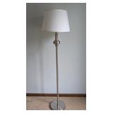 MB - Brushed Nickel Floor Lamp with White Textured Shade