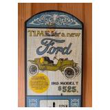 G2 - Vintage Style Ford Model T Wood Thermometer Wall Hanging