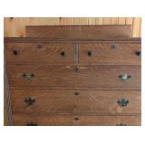 G2 - Tall Antique Oak Chest of Drawers with Brass Hardware