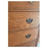 G2 - Tall Antique Oak Chest of Drawers with Brass Hardware