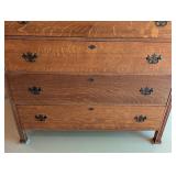 G2 - Tall Antique Oak Chest of Drawers with Brass Hardware