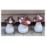 G1 - Set of 3 Ceramic Mushroom Garden Sculptures
