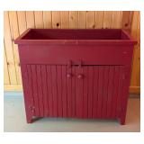 G2 - Vintage Red Painted Wooden Dry Sink Cabinet with Double Doors