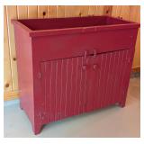 G2 - Vintage Red Painted Wooden Dry Sink Cabinet with Double Doors