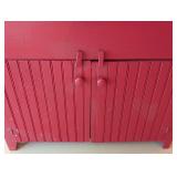 G2 - Vintage Red Painted Wooden Dry Sink Cabinet with Double Doors