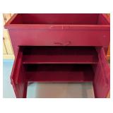 G2 - Vintage Red Painted Wooden Dry Sink Cabinet with Double Doors