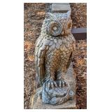BY - Cement Owl Garden Statue 24 Inch Tall