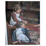 MB - Framed Limited Edition Print by Jim Daly, Children Playing Checkers