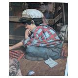 MB - Framed Limited Edition Print by Jim Daly, Children Playing Checkers