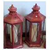 MB - Set of 6 Red Metal Lanterns with Candles