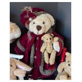 O - Collection of 5 Plush Animals with Chairs Including Dressed Teddy Bears and Bunny