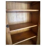 Antique Primitive Wood Cabinet with Glass Doors and Shelves