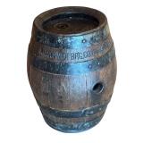 Antique K.G. Schmidt Brewing Co. Wooden Barrel on Rolling Base